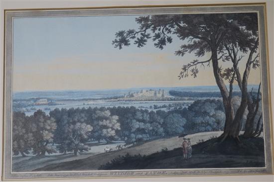 A Stadler coloured engraving of Windsor and Eaton 20 x 32cm